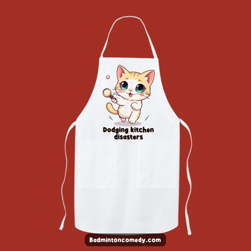 Funny Cat Apron: Badminton Champ Feline, Humorous Kitchen Gift