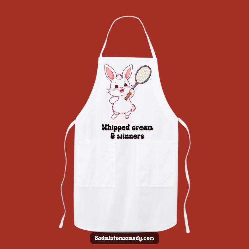 Funny Bunny Badminton Chef Apron - Enthusiastic Fluffy Kitchen Gift