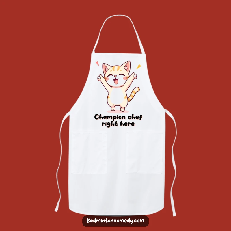 Funny Cat Apron: Cooking Champion Feline, Humorous Kitchen Gift
