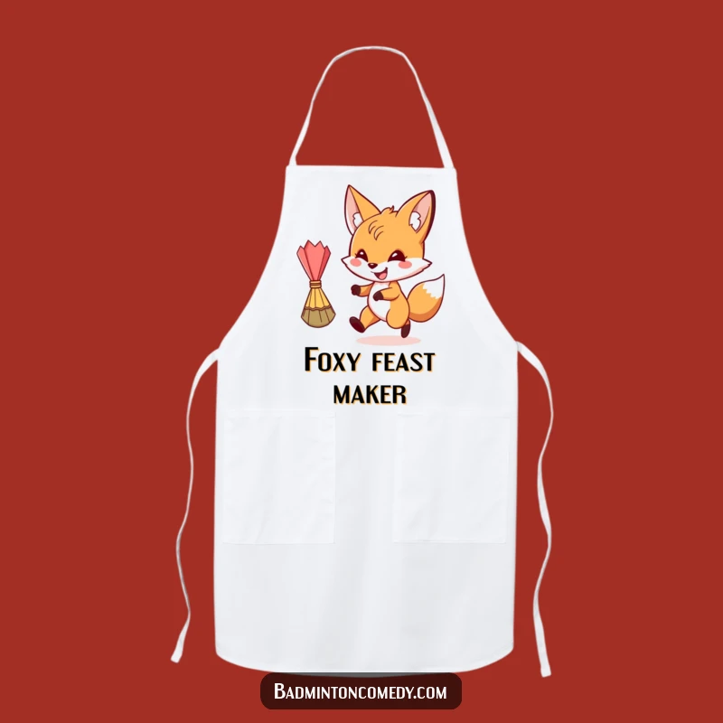 Funny Fox Badminton Apron: Humorous Kitchen Wear, Unique Funny Gift!