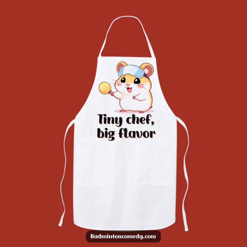 Funny Hamster Badminton Apron: Chef Rodent Serves Shuttlecock Fun in Kitchen