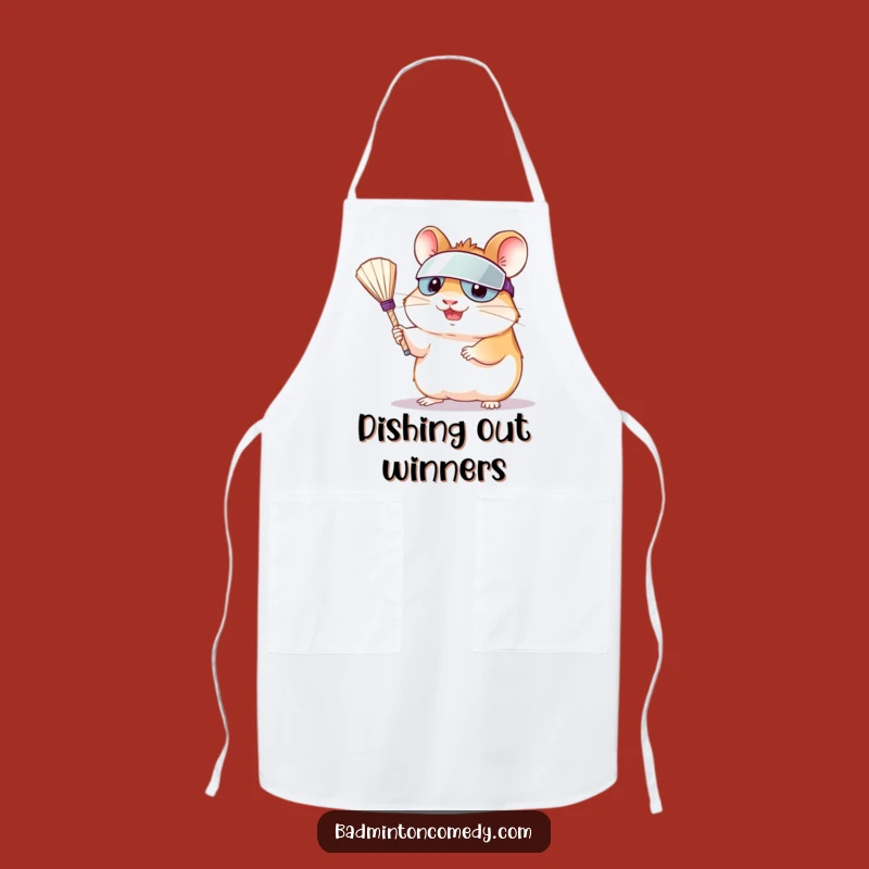 Funny Hamster Serving Shuttlecock Apron: Hilarious Kitchen Fun for Badminton Lovers