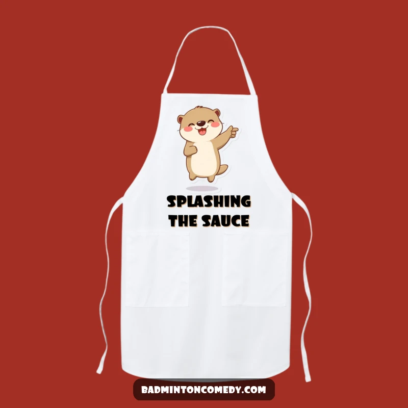 Funny Otter Badminton Apron: Kitchen Jump Accessory, Great Funny Gift for Cooks
