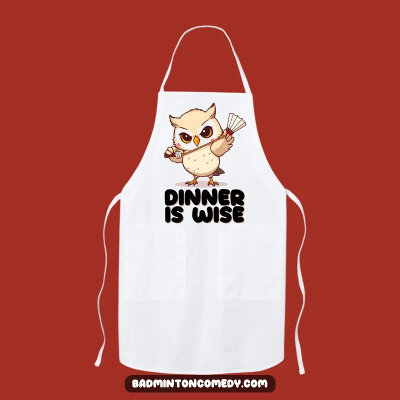 Funny Owl Badminton Apron: Precision Cooking with Wise Humor