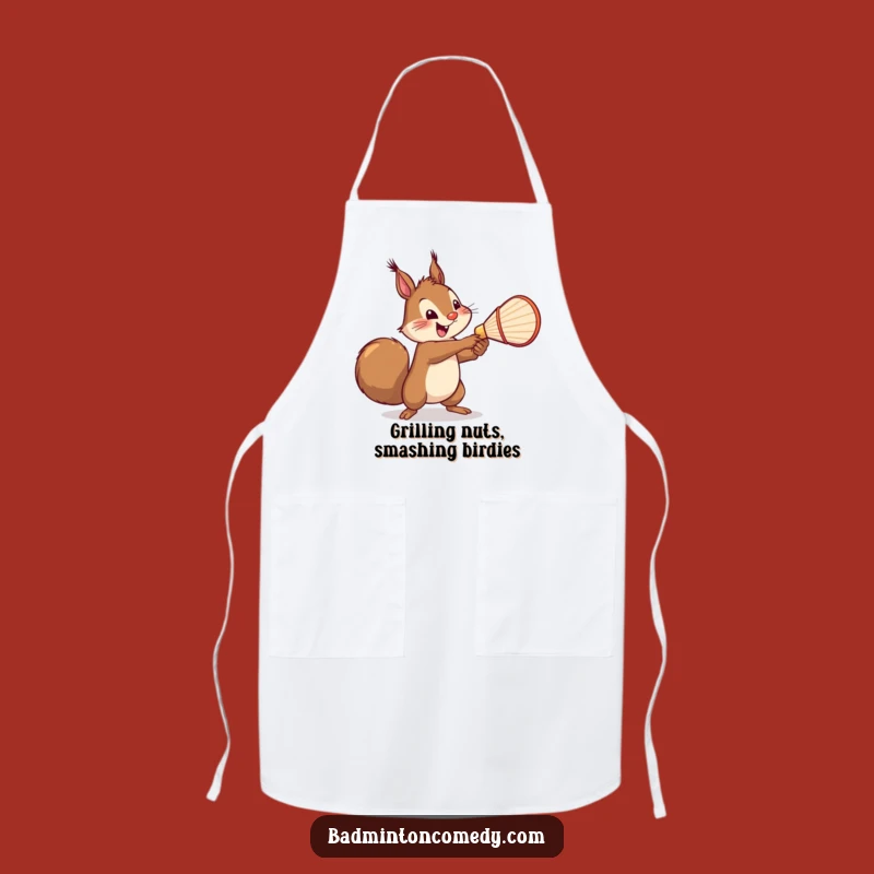 Funny Squirrel Badminton Chef Apron - Cheerful Mighty Swing Kitchen Gift