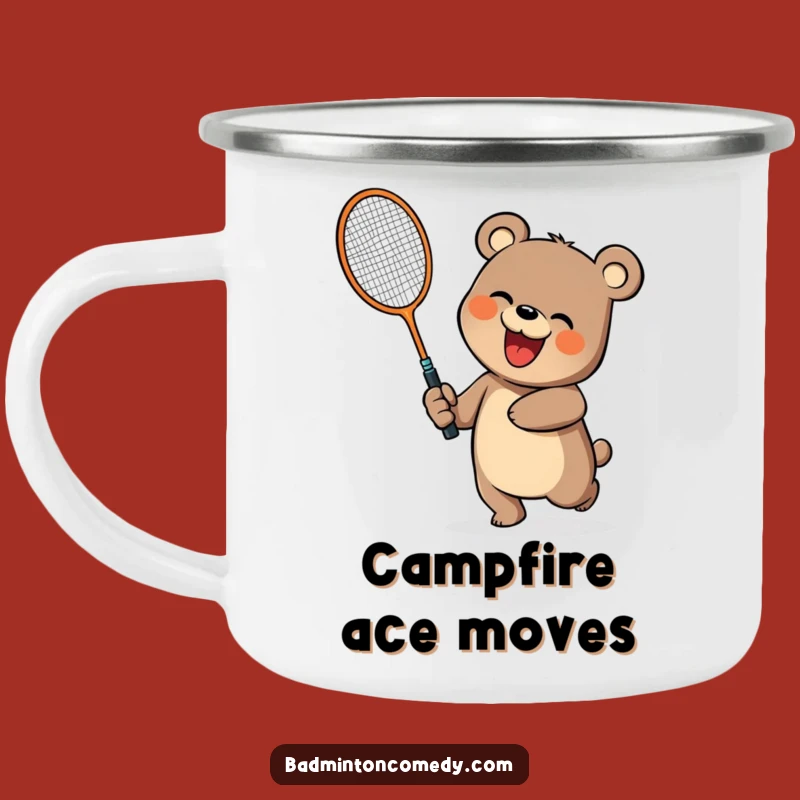 Funny Bear Badminton Camping Mug: Durable and Hilarious, Perfect Funny Gift!