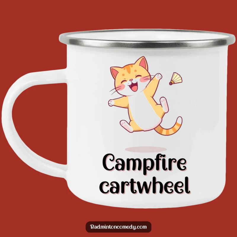 Funny Cat Badminton Camping Mug: Durable Cartwheel Cup, Perfect Funny Gift for Campers