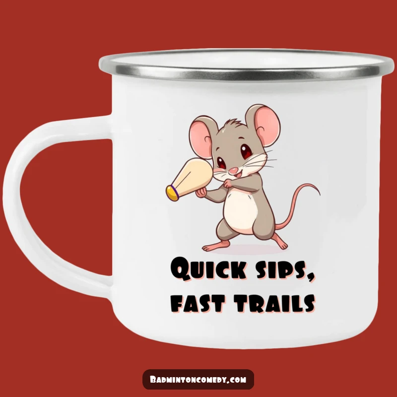 Funny Mouse Shuttlecock Speed Camping Mug: Humorous Outdoor Badminton Fan Gift