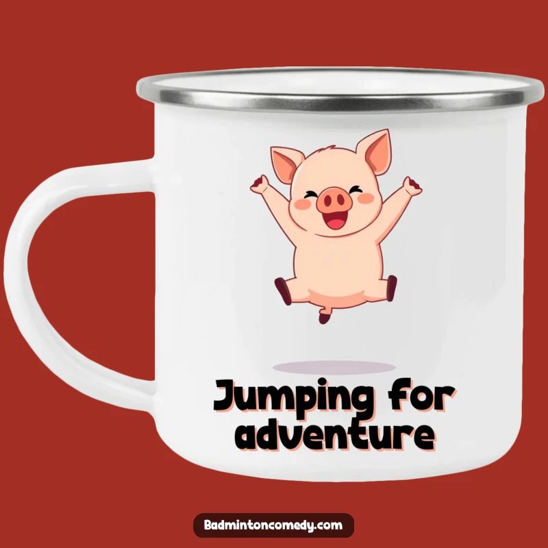 Funny Pig Basketball Camping Mug: Outdoor Court Action