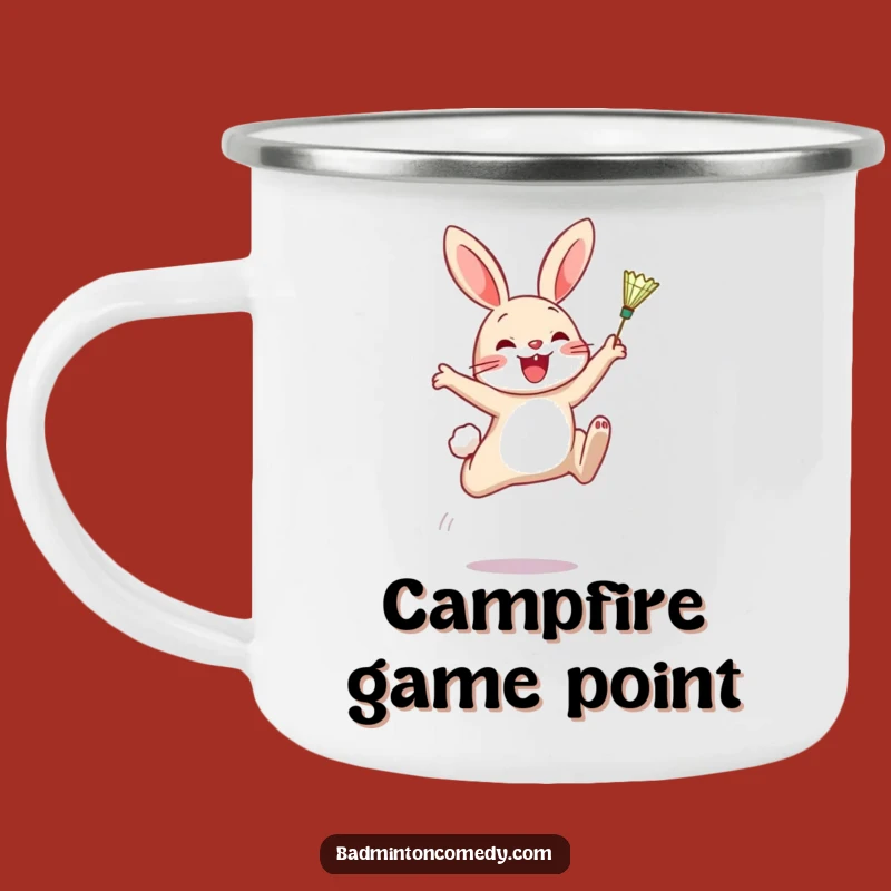 Funny Rabbit Badminton Camping Mug: Adventure Fuel for Outdoor Fun