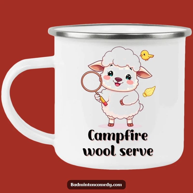 Funny Sheep Badminton Serve Camping Mug: Happy Trails and Serves