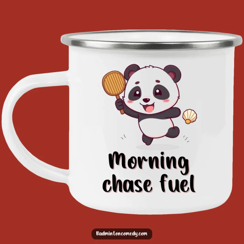 Funny Panda Badminton Camping Mug: Durable Chase Fun for Outdoors