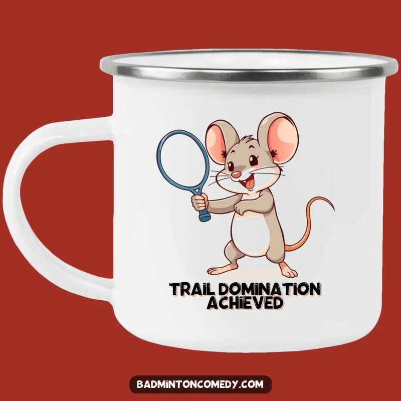 Funny Mouse Badminton Camping Mug - Smash Power Outdoor Fun Gift