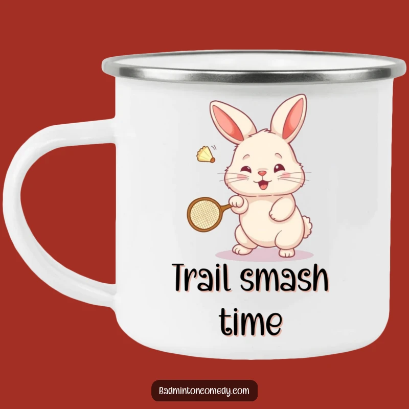 Funny Bunny Badminton Camping Mug: Fluffy Rabbit Shuttlecock Smash Adventure Gift!