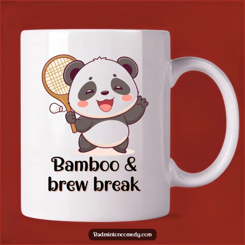 Funny Panda Badminton Mug: Happy Bear Smashing Shuttlecock, Perfect Gift for Sports Fans