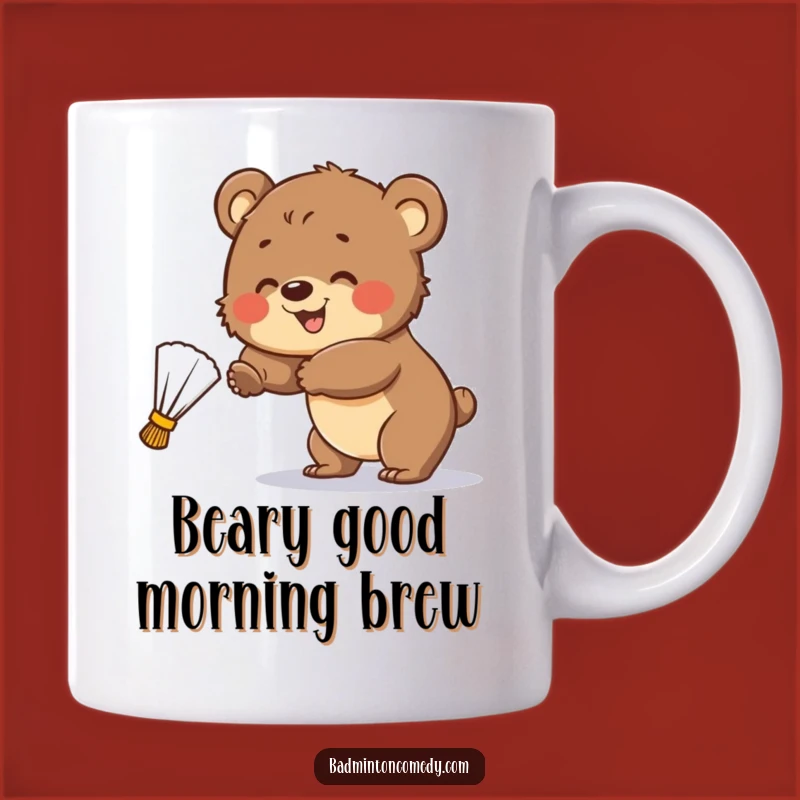 Funny Bear Cub Badminton Mug: Hilarious Gift for Clumsy Athletes