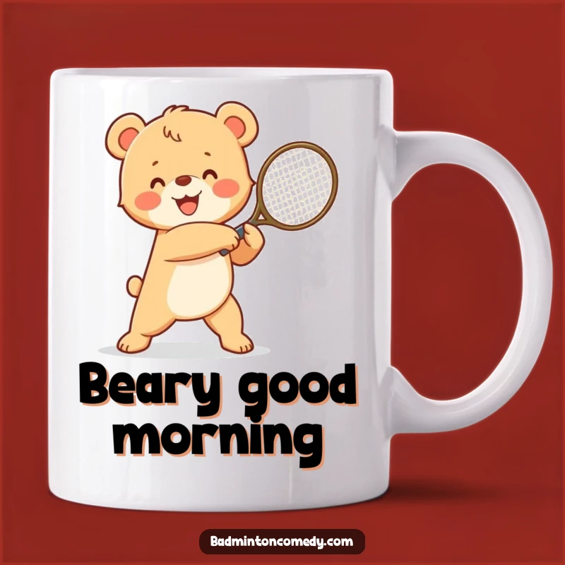 Funny Bear Cub Racket Victory Mug: Humorous Tennis Player Gift for Winners