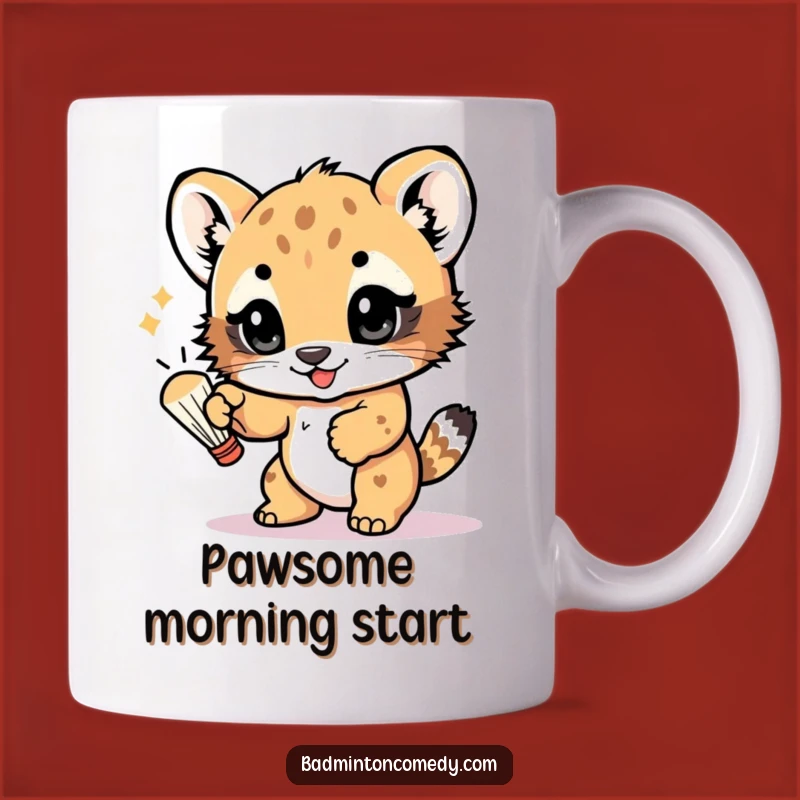 Funny Bear Cub Badminton Mug: Playful Paw Action - Hilarious Gift Idea