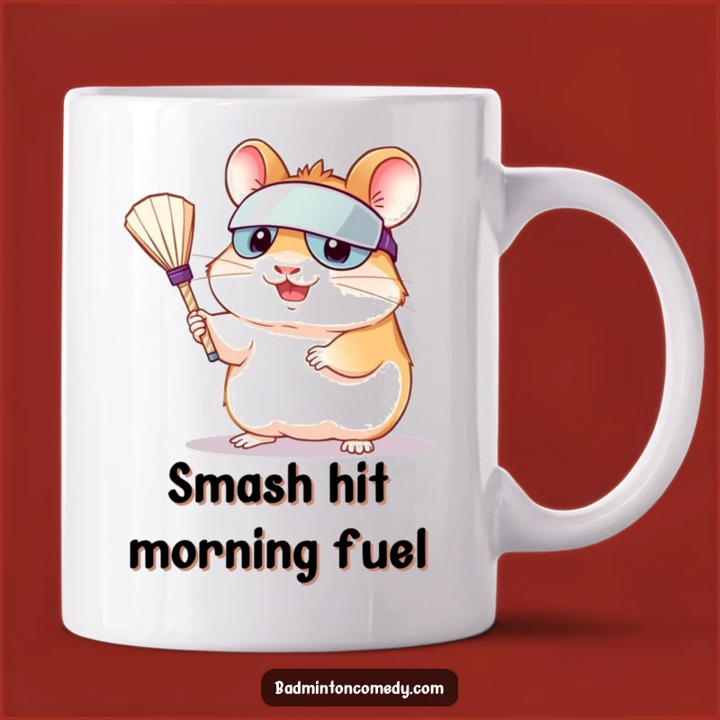 Funny Hamster Serving Shuttlecock Mug: A Hilarious Badminton Gift for Tennis Lovers