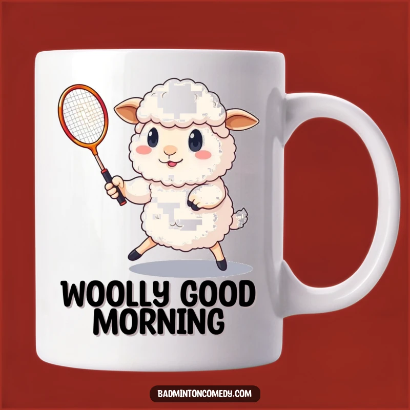 Funny Sheep Badminton Mug: Determined Ewe Serving Shuttlecock, Perfect Gift for Animal Lovers