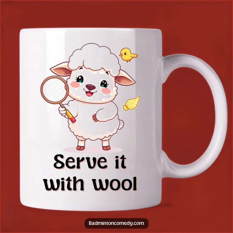 Funny Sheep Badminton Serve Mug: Happy Ewe Serving Up Laughs Gift