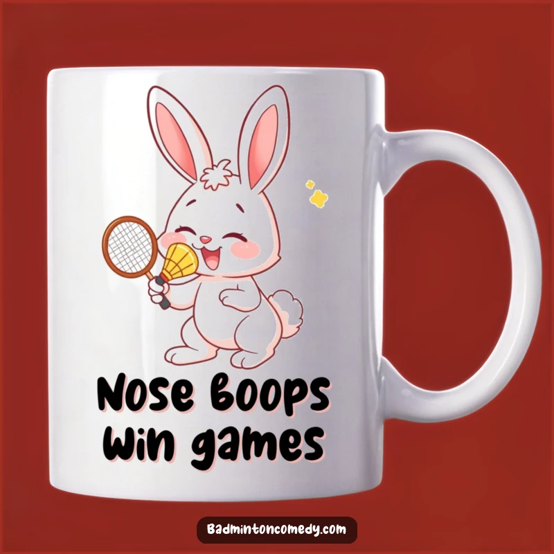 Funny Bunny Nose Badminton Mug: Hilarious Smash Gift for Racquet Sport Fan