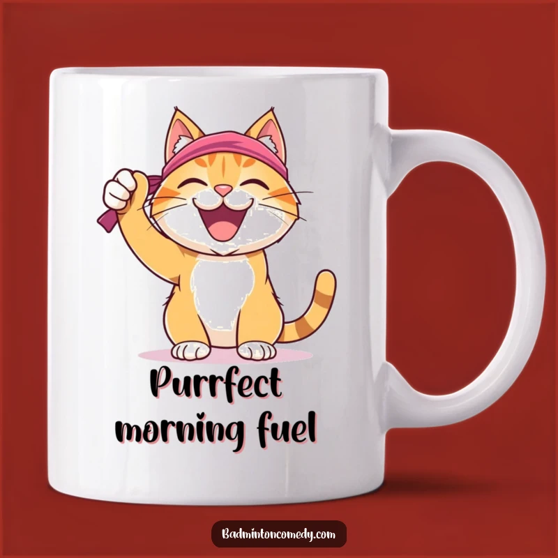 Funny Cat Badminton Mug: Victorious Shot Celebration Gift