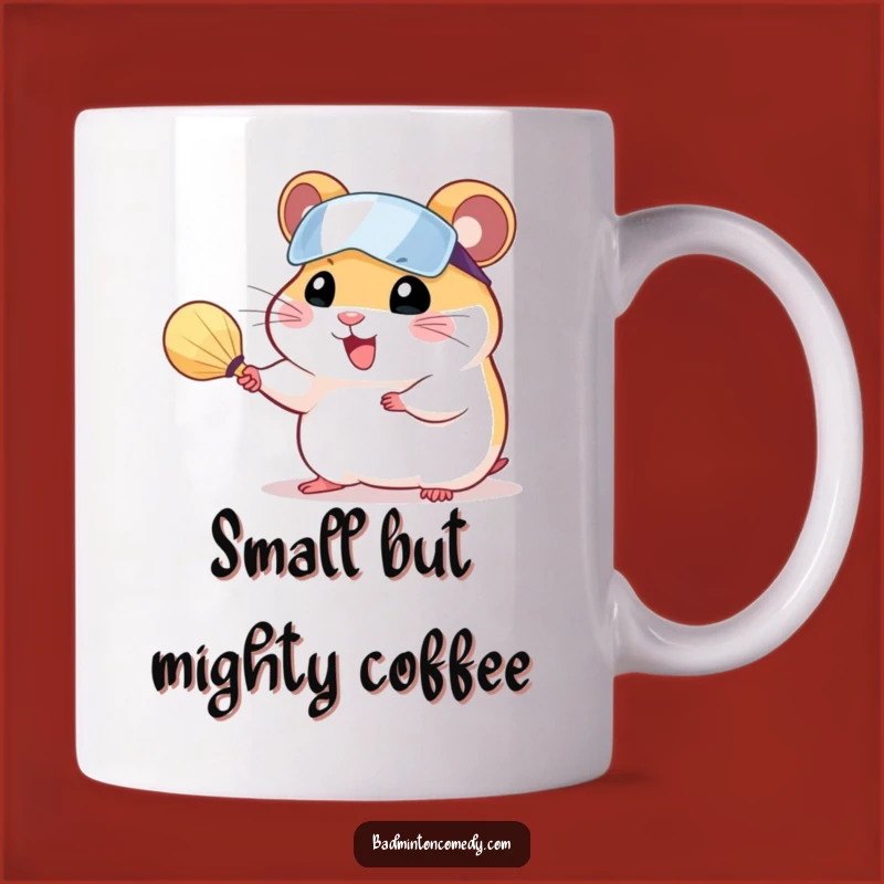 Funny Hamster Badminton Mug: Cheerful Rodent Serving Shuttlecock Fun, Perfect Gift