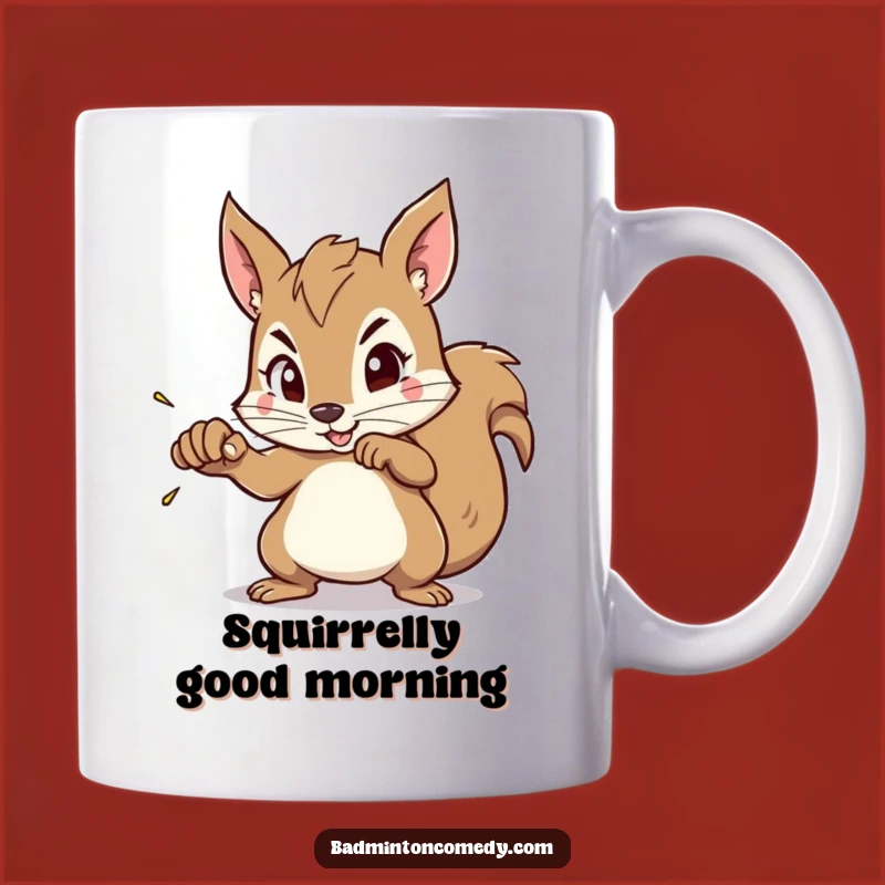 Funny Squirrel Smash Mug - Intense Badminton Player Gift for Focus