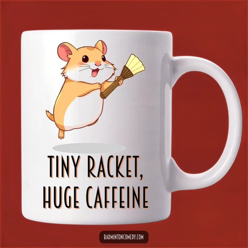 Funny Hamster Badminton Champ Mug - Determined Tiny Player Gift