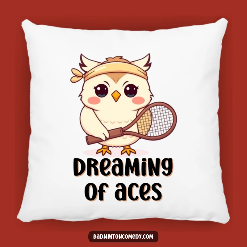 Funny Owl Tennis Pillow: Soft Badminton Cushion, Comfy Funny Gift Accent