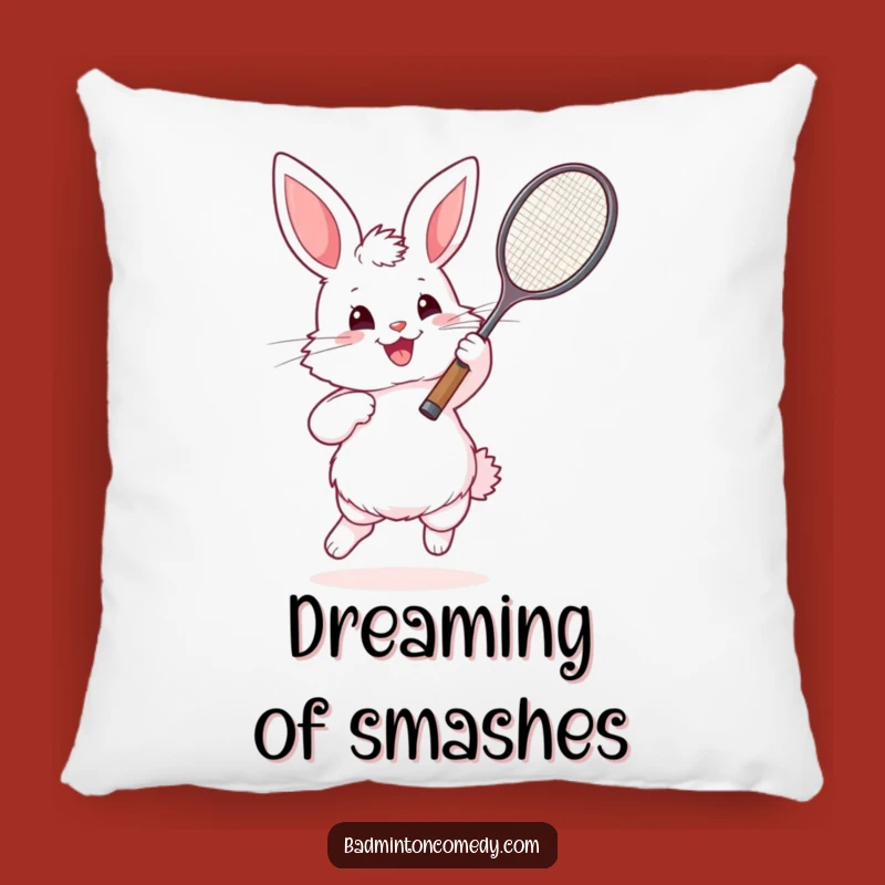 Funny Bunny Badminton Cushion - Cozy Fluffy Enthusiast Throw Pillow Gift