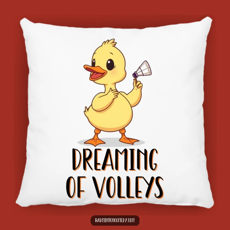 Funny Duckling Badminton Cushion - Cozy Up with a Determined Birdy's Comical Smash Pillow