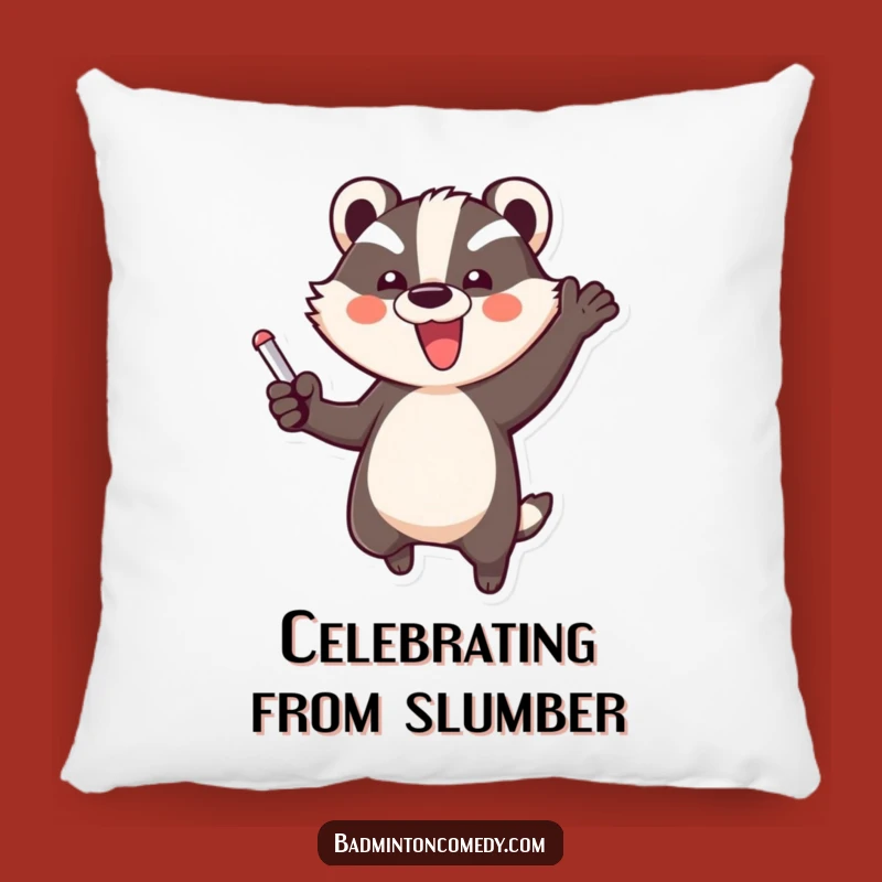 Funny Badger Triumph Pillow - Cozy Cushion for Badminton Victory Fans