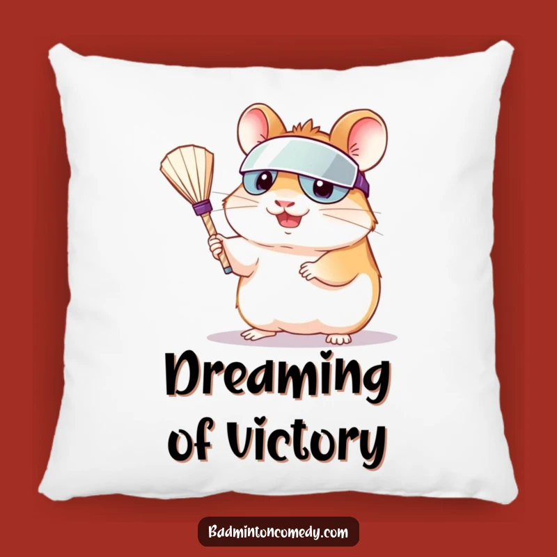 Funny Hamster Serving Shuttlecock Pillow: Comfy & Hilarious Badminton Decor Gift