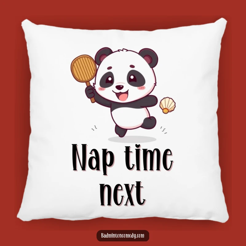 Funny Panda Badminton Pillow: Cozy Comfort with Chase Action