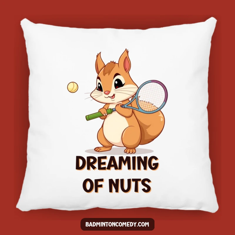 Funny Squirrel Badminton Pillow: Comfy Focus Cushion