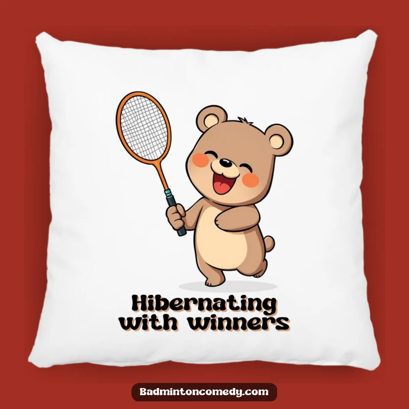 Funny Bear Badminton Pillow: Soft and Comfy Cushion, Wonderful Funny Gift!
