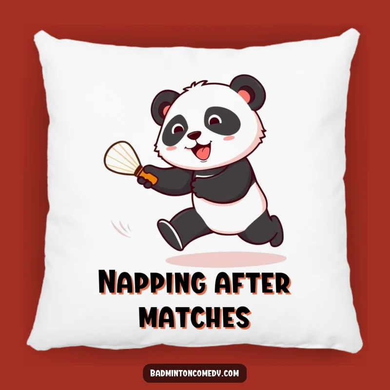 Funny Panda Badminton Pillow: Comfy Court Chaser Cushion, Hilarious Home Gift