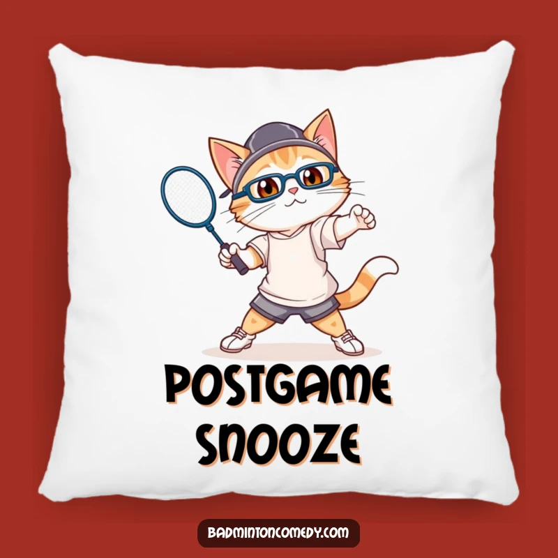 Funny Cat Badminton Pillow: Cozy Comfort with Athletic Kitty