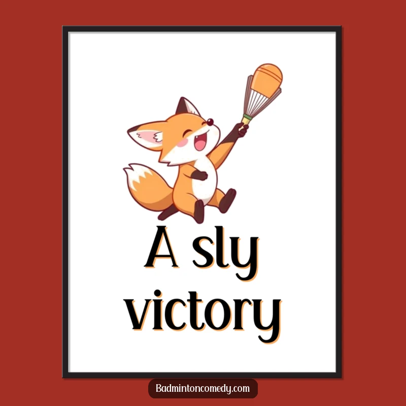Funny Fox Badminton Smash Digital Print: Instant Athletic Decor