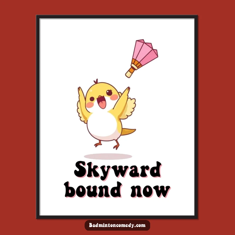 Funny Bird Badminton Digital Art: Shuttlecock Printable, Instant Funny Gift