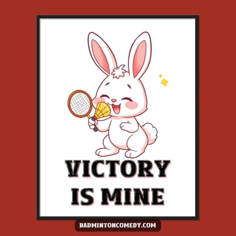 Funny Bunny Nose Badminton Digital Print: Instant Laughs for Your Walls