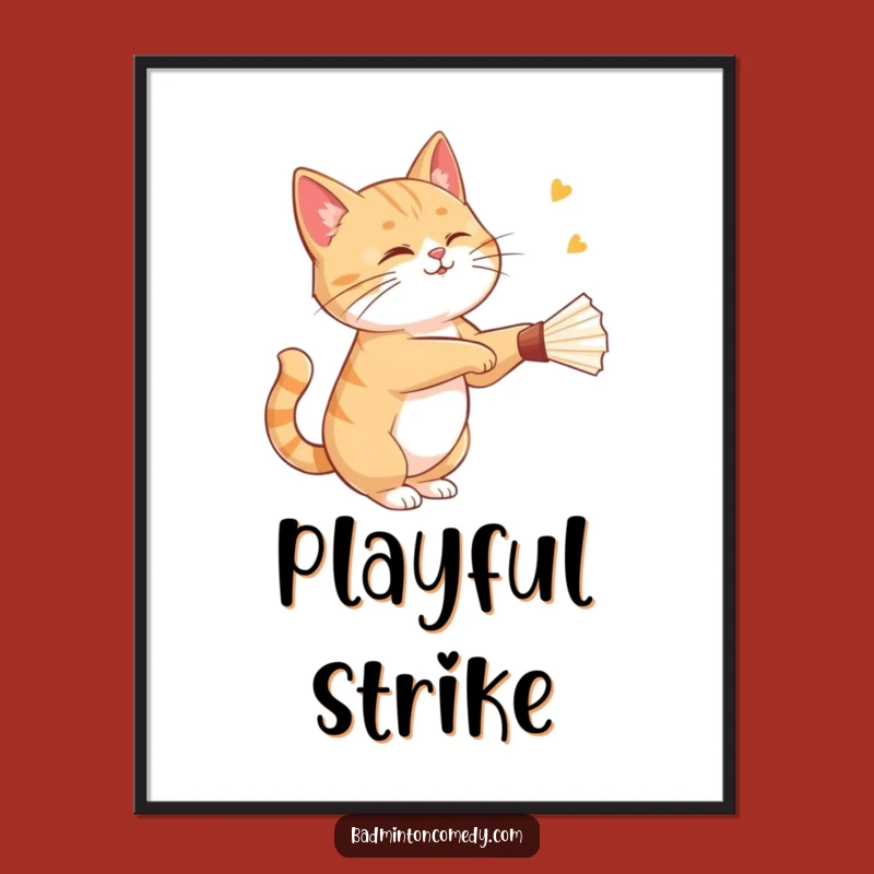 Funny Cat Badminton Digital Art: Sly Feline Shuttlecock Print, Instant Humorous Gift