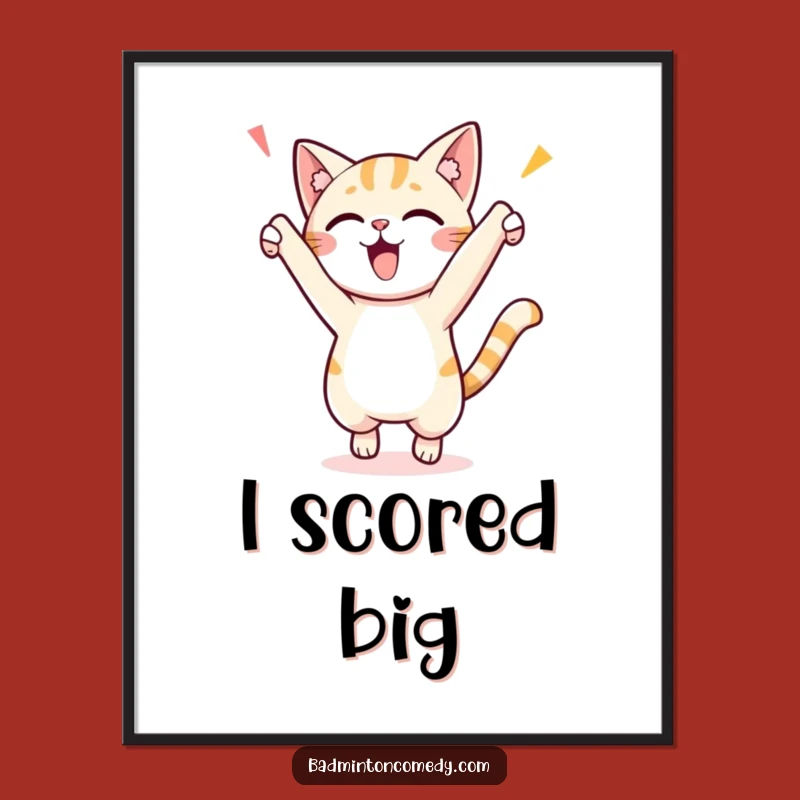 Funny Cat Digital Art: Enthusiastic Jumper, Instant Humorous Decor Gift