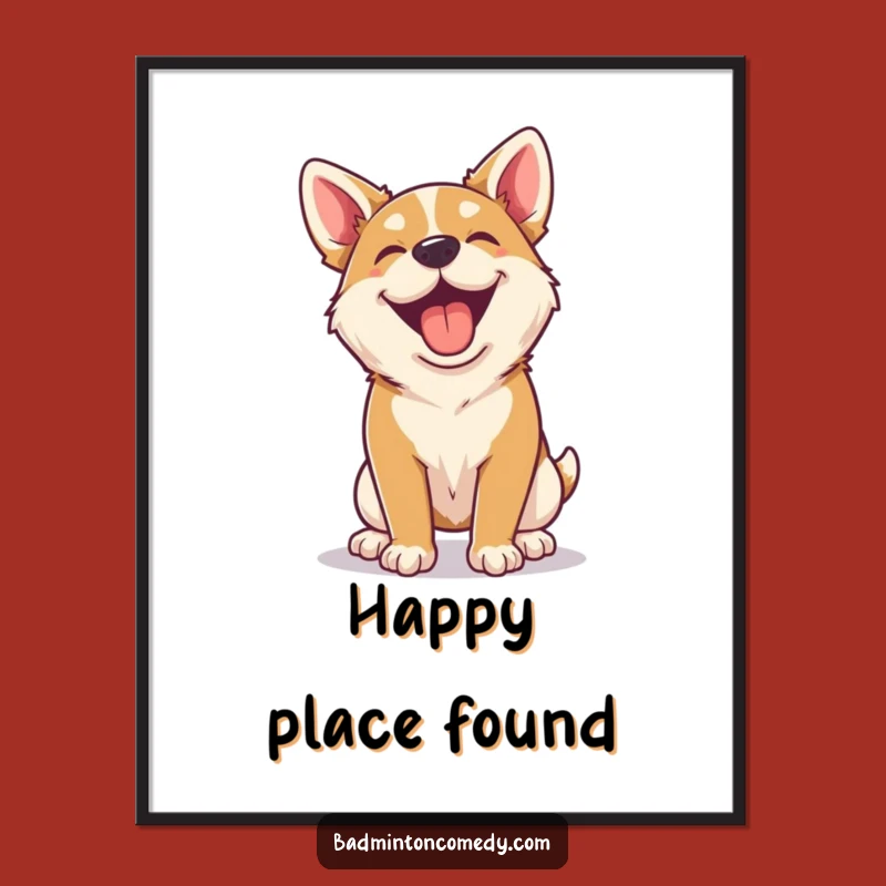 Funny Dog Badminton Digital Art - Instant Happy Panting Print Gift