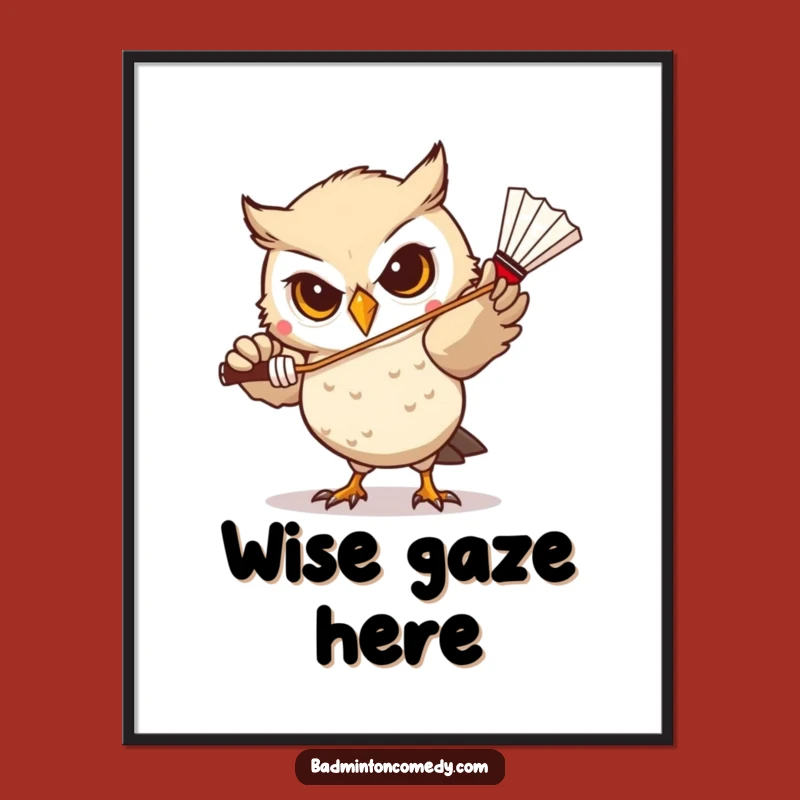Funny Owl Badminton Digital Art: Printable Focus for Walls