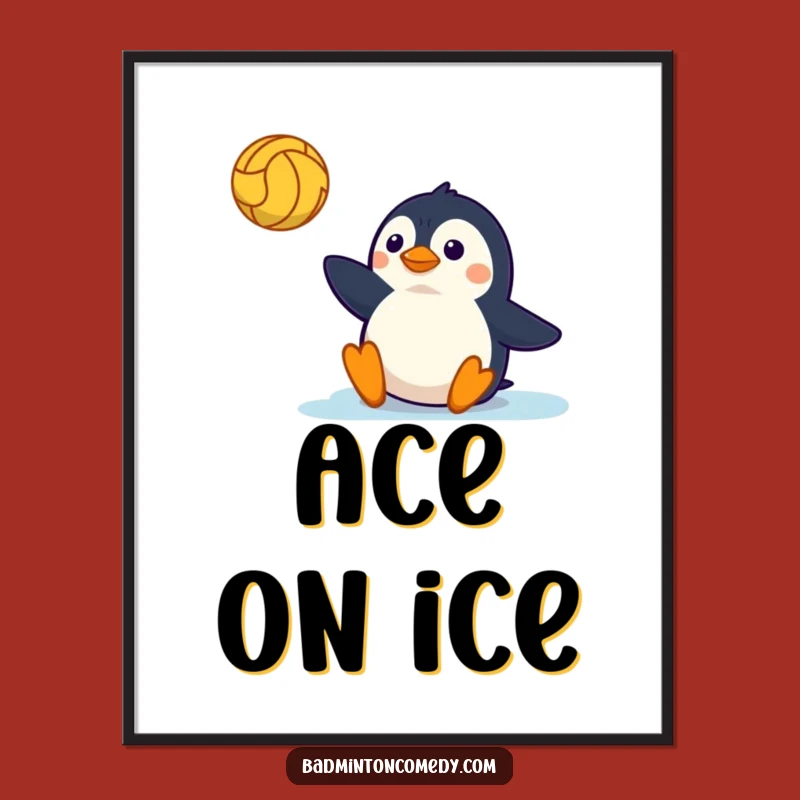 Funny Penguin Tennis Art Print - Digital Court Slide Decor, Perfect Funny Gift