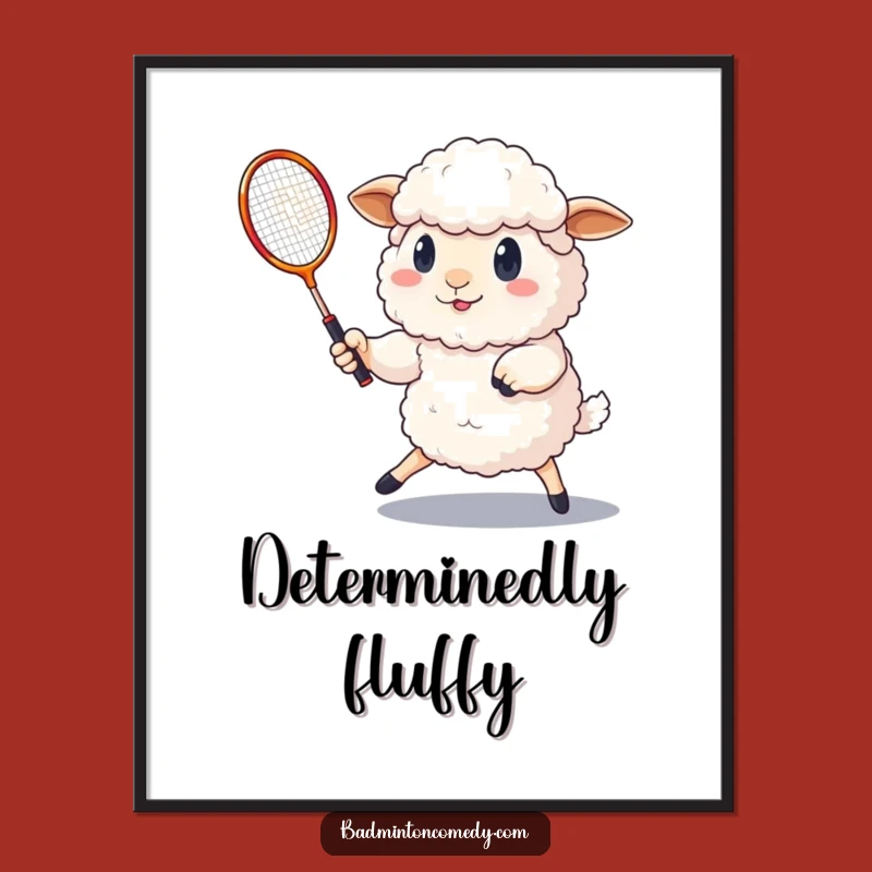Funny Sheep Badminton Digital Art: Determined Ewe Shuttlecock Print, Instant Humorous Gift