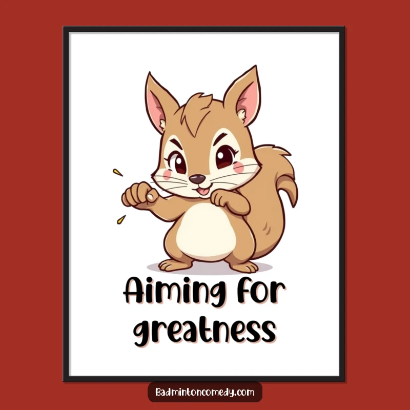 Funny Squirrel Smash Digital Art - High-Res Badminton Focus Decor